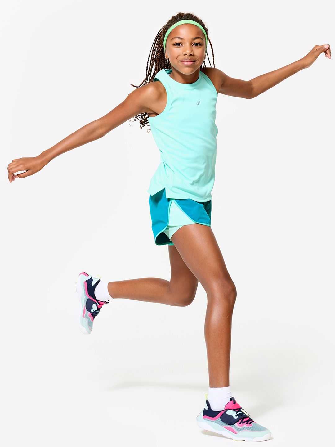 Domyos - Girls Turquoise and Green Breathable Multisport Shorts 3
