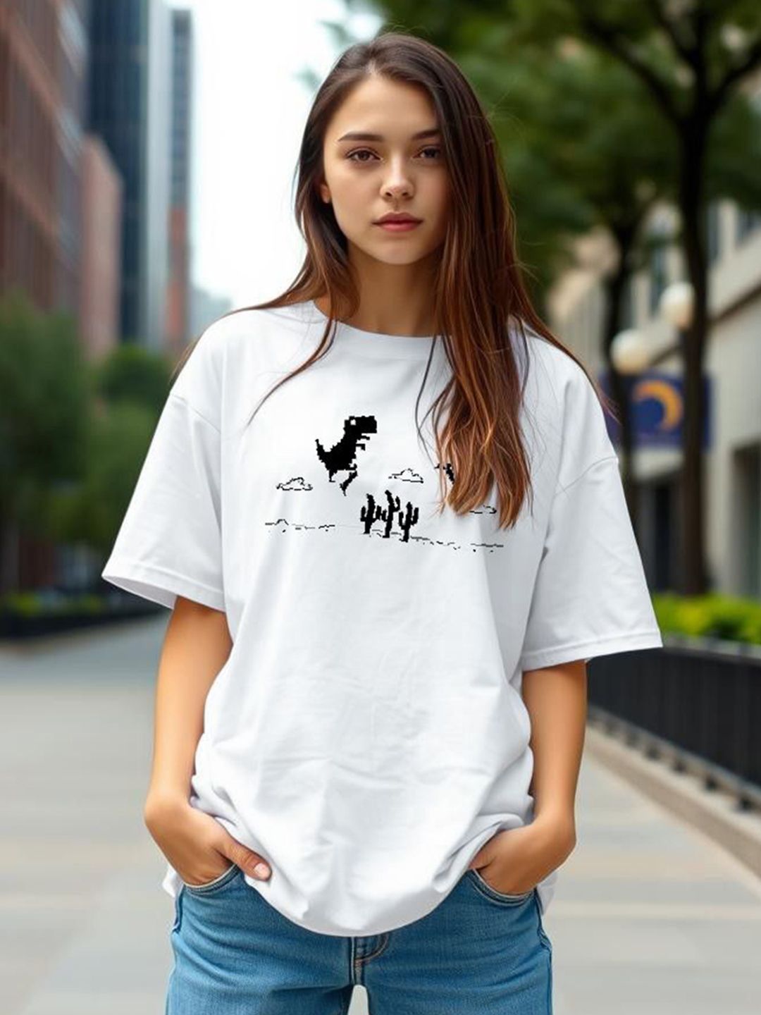 TOGS & TERRE Women Typography Printed Organic Cotton Oversized T-shirt