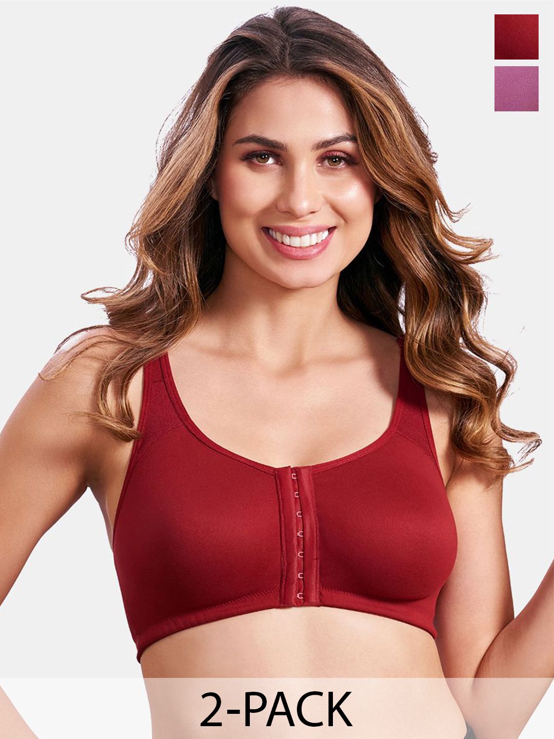 Buy MAROON Pack Of 2 Non Wired Non Padded Front Open Back Support Magic Bra -  - Apparel for Women