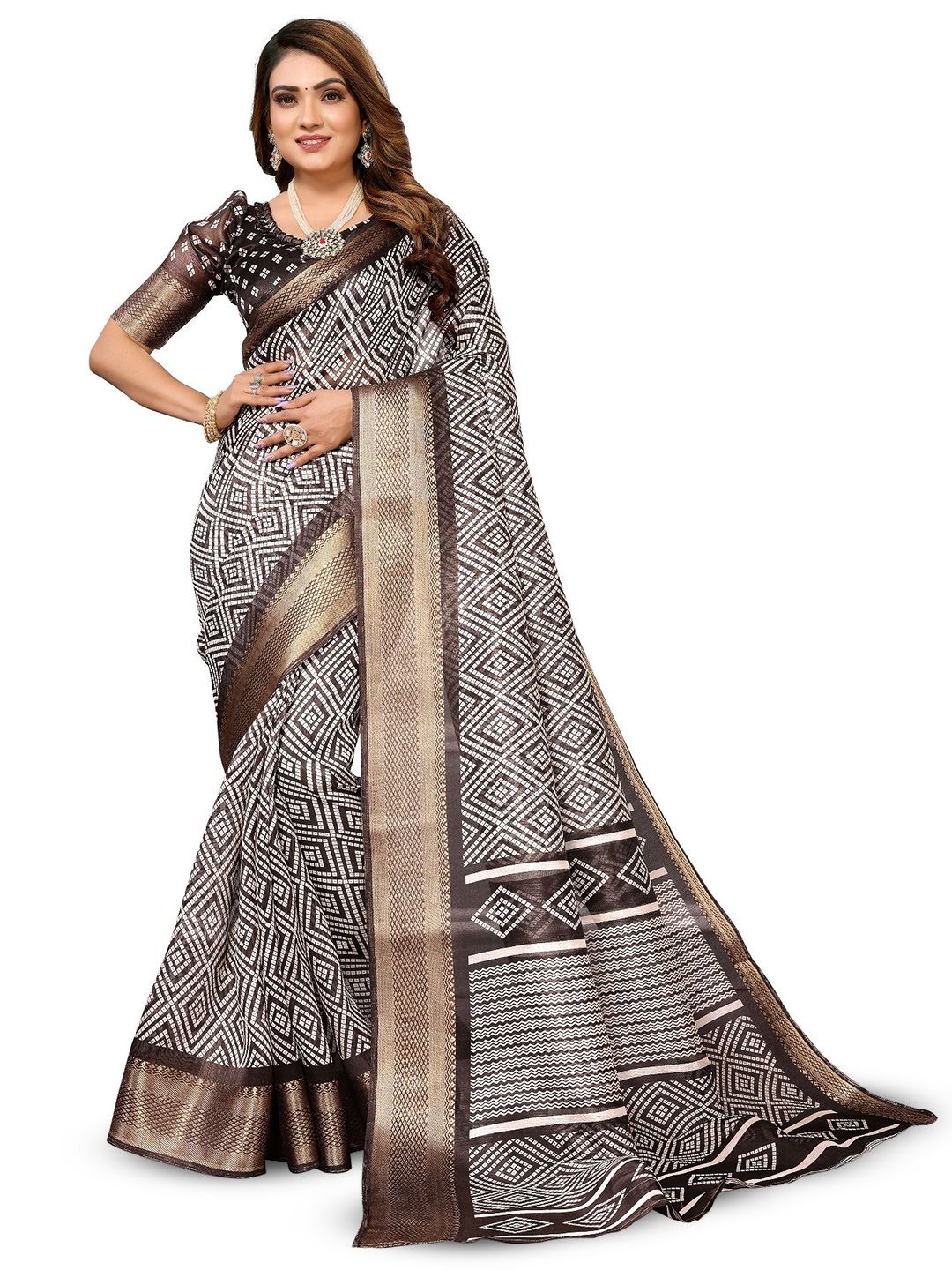 Moda Rapido Bandhani Zari Saree