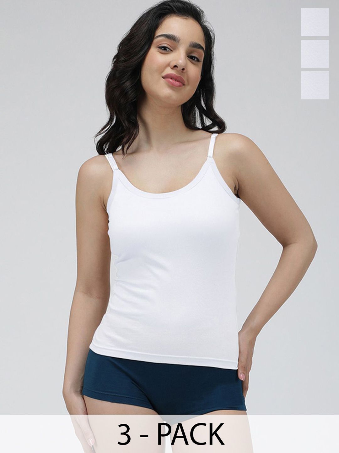 Buy AMUL COMFY Women Pack Of 3 Pure Cotton Sleeveless Short Adjustable Camisoles -  - Apparel for Women