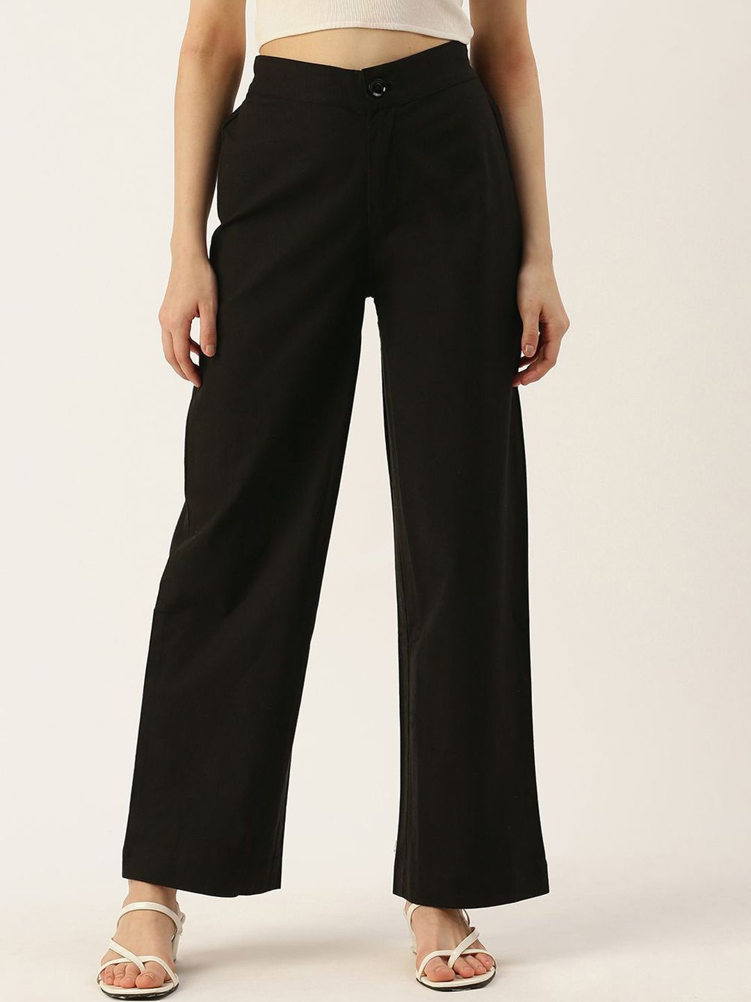 VYMO Women Cotton High-Rise Trousers