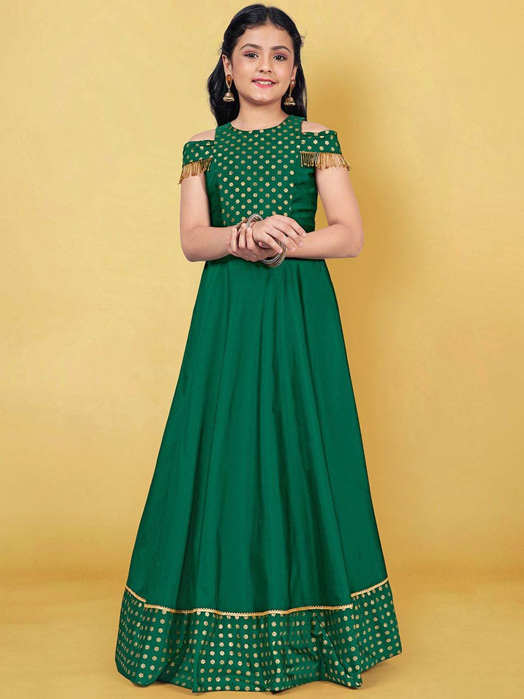 Buy Sangria Girls Foil Printed Fit & Flare Ethnic Dress -  - Apparel for Girls