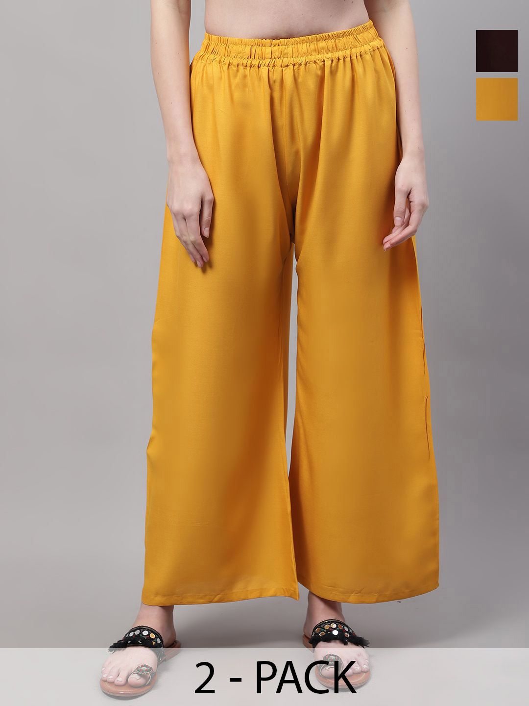 Valles365 by S.C. Women Pack Of 2 Flared Palazzos