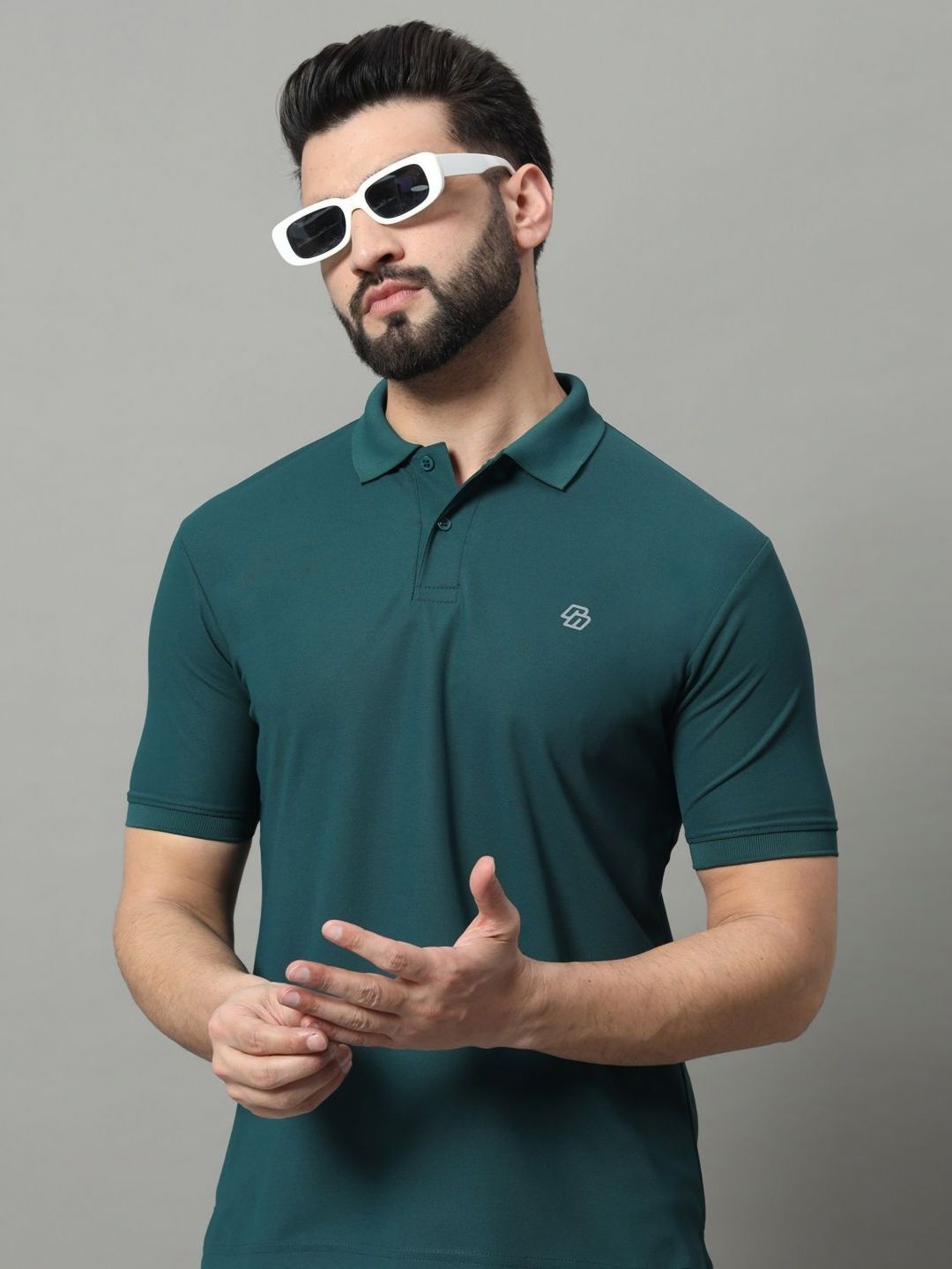 RENUOVO Men Solid Polo Collar Cotton T-shirt