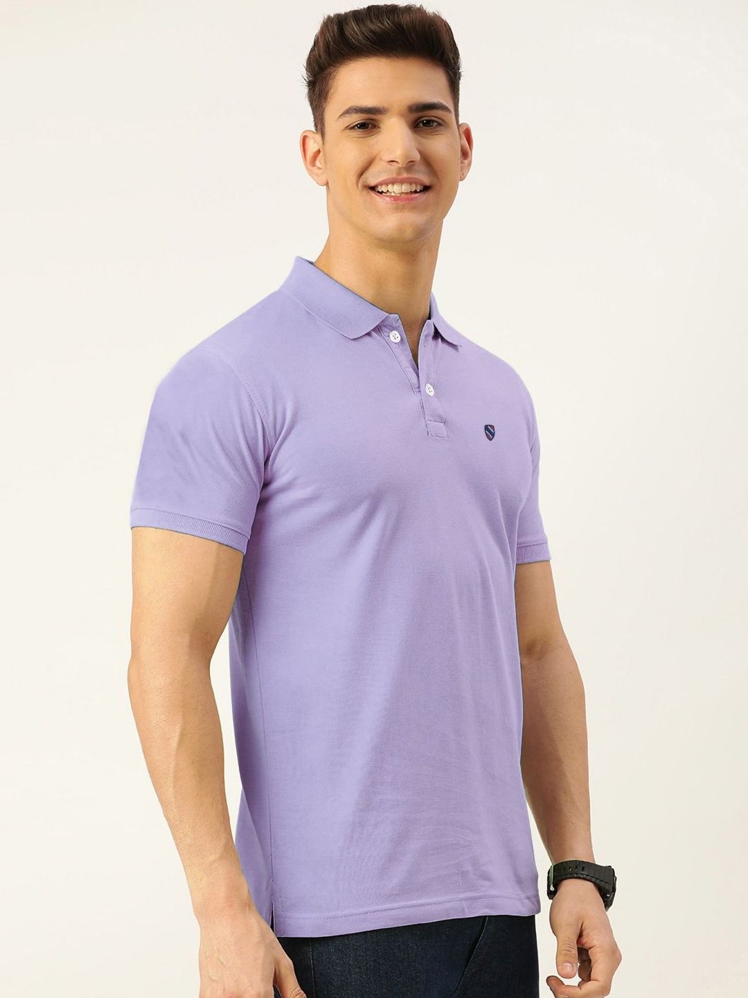 MERRIMENT Men Solid Polo Collar Cotton T-shirt