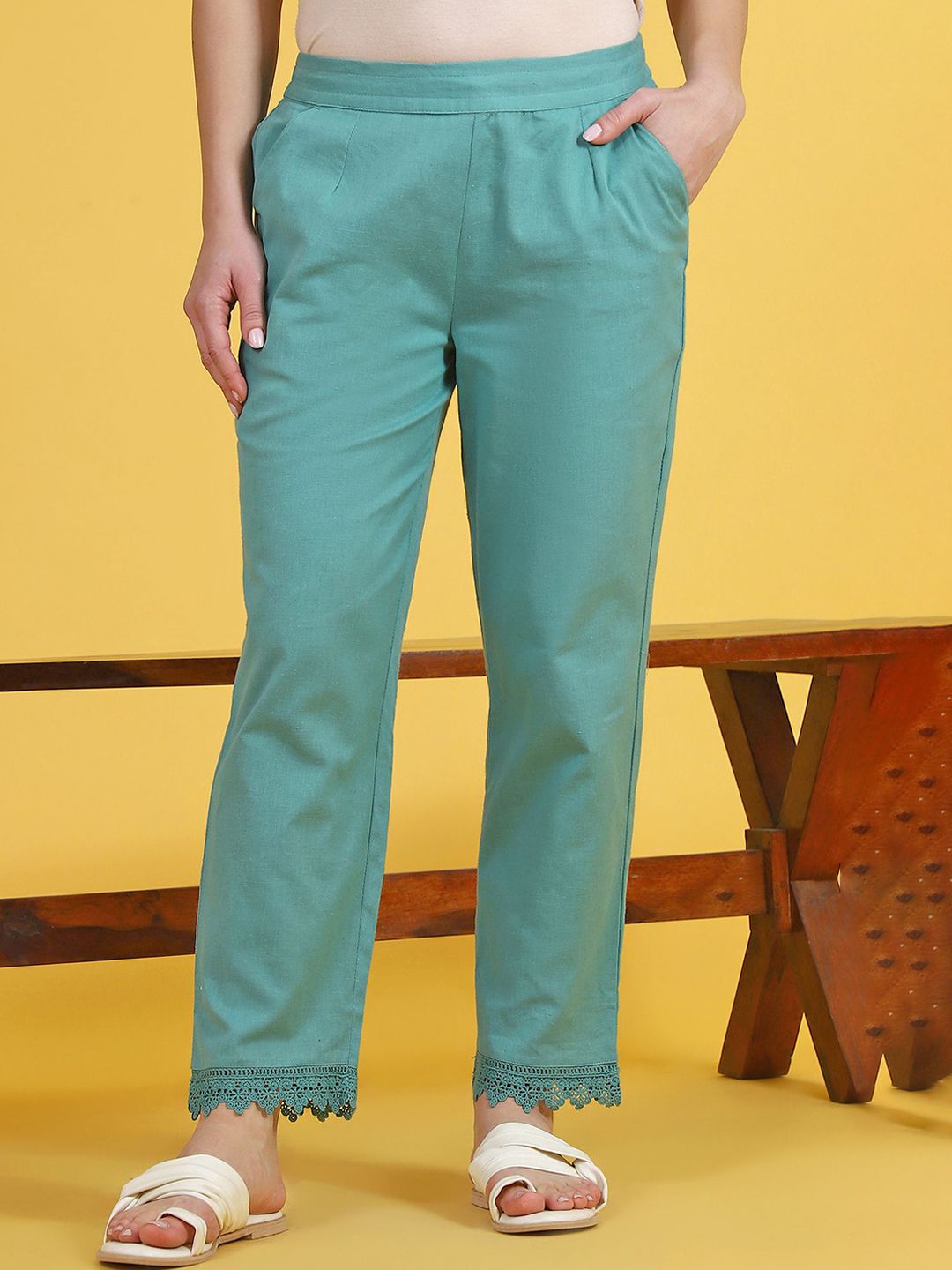 W Women Cotton Regular Fit Regular Trousers