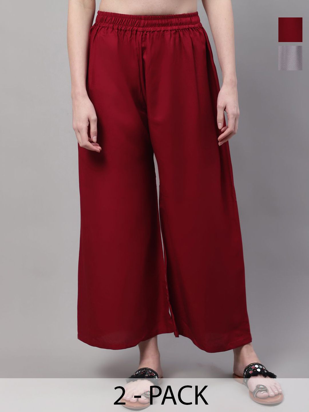Valles365 by S.C. Women Pack of 2 Flared Palazzos