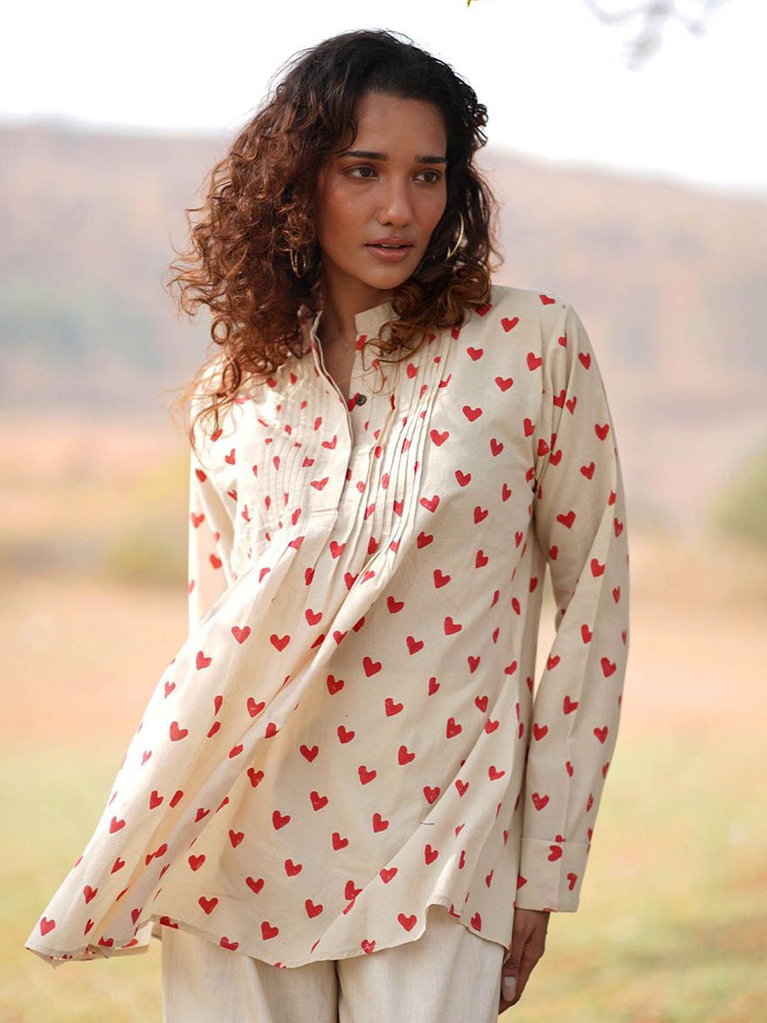 Chidiyaa Women Dil Ibadat Handblock Printed Cotton Collar Top
