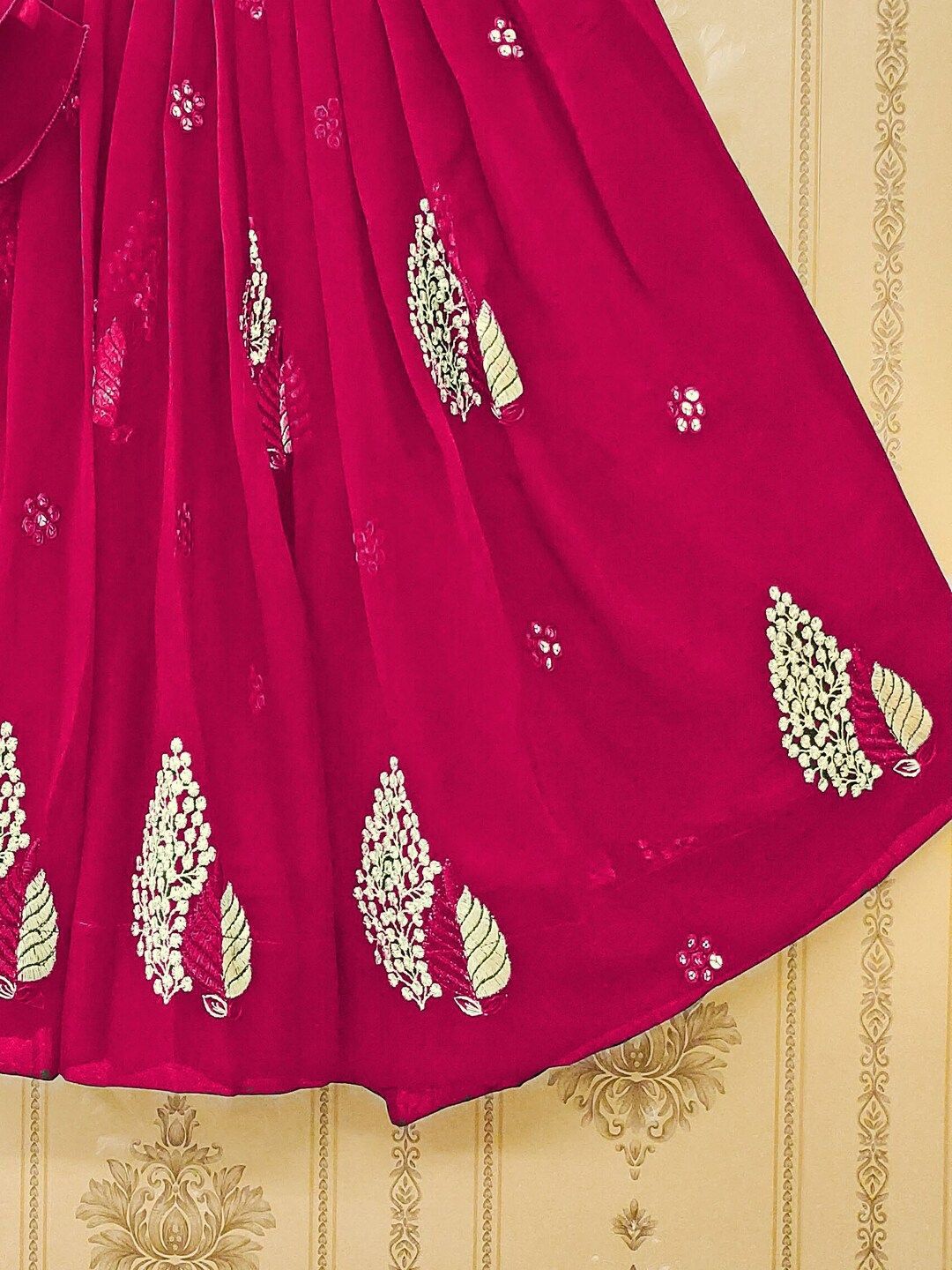 Girls Embroidered Mukaish Ready to Wear Lehenga & 3