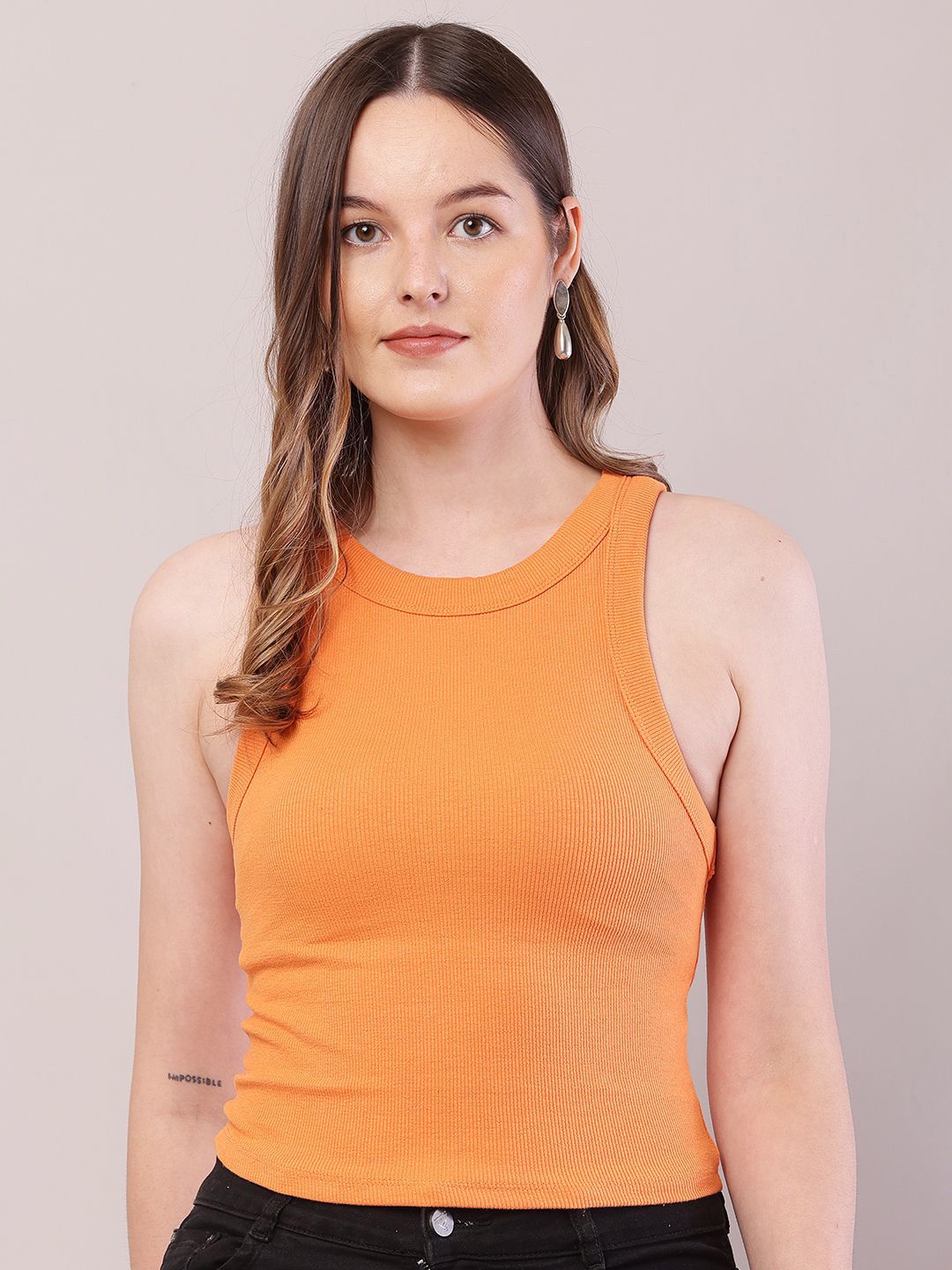NoBarr Women Sleeveless Cotton Crop Top