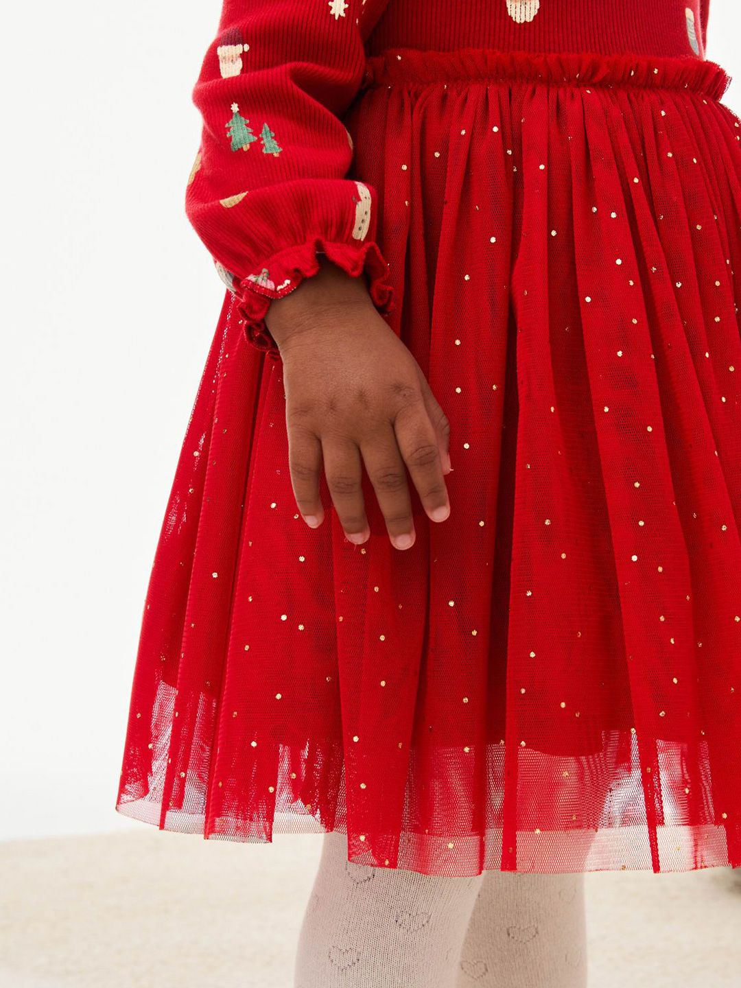 Jersey and Tulle Christmas Print Dress 3