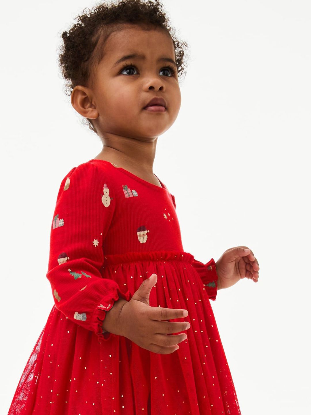 Jersey and Tulle Christmas Print Dress 2