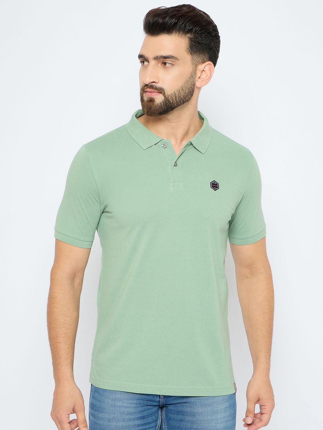 AXMANN Men Solid Polo Collar Cotton T-shirt