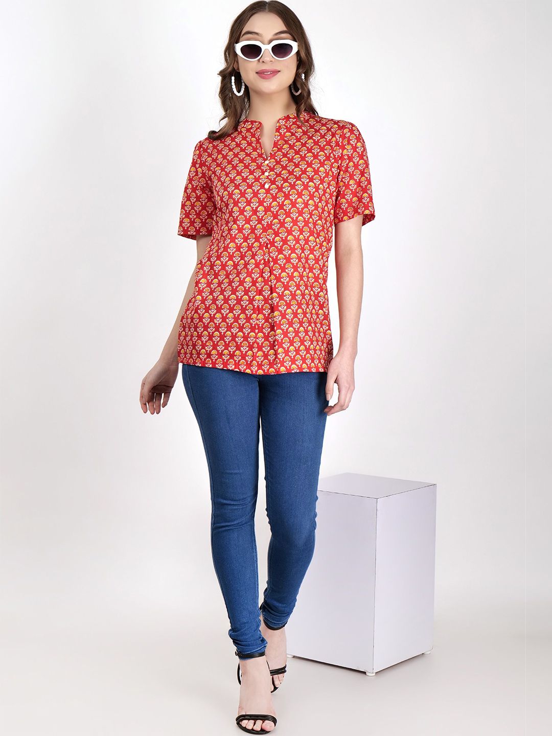 Jivitha Floral Printed Pure Cotton Kurti