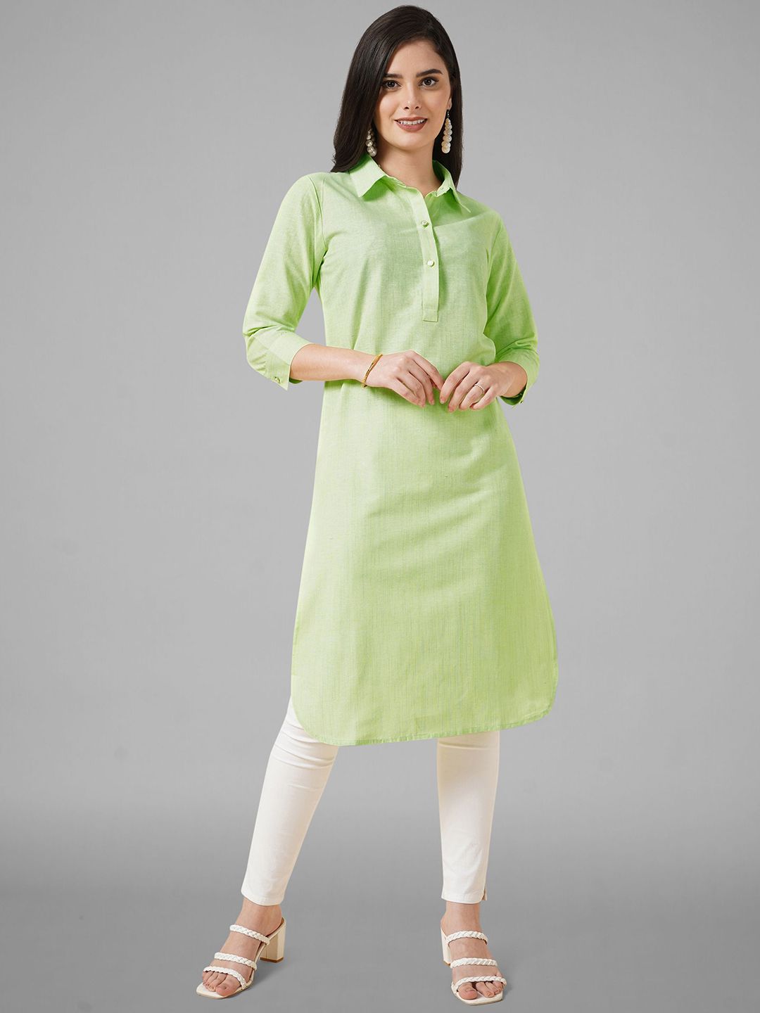 Anushil Shirt Collar Straight Kurta