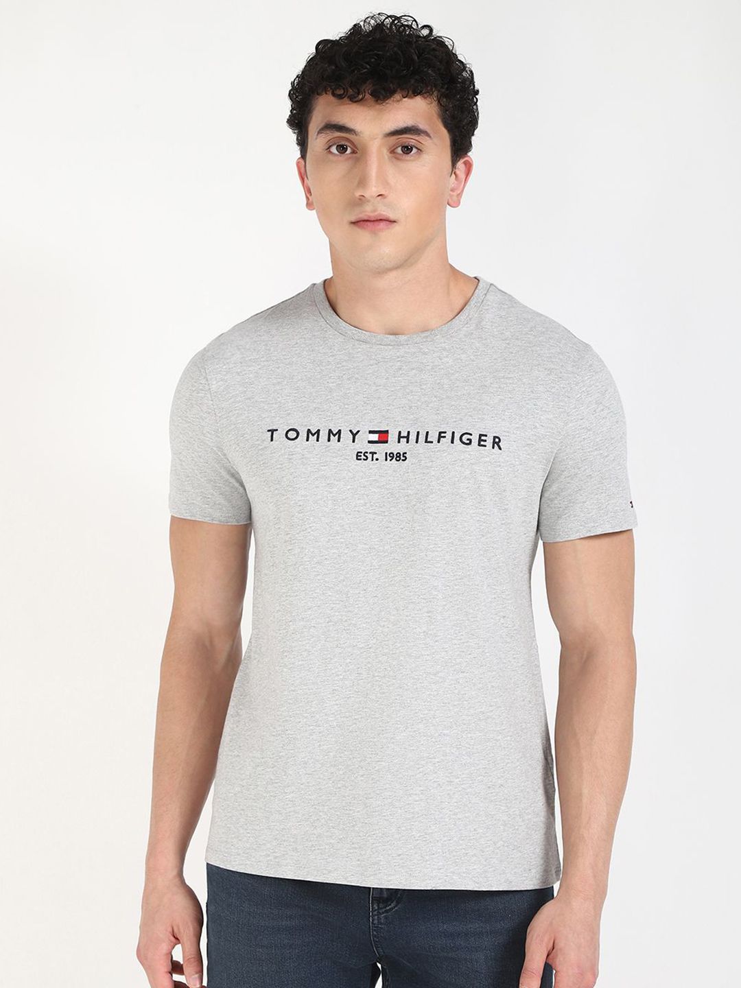Tommy Hilfiger Men Typography Printed Round Neck Cotton T-shirt