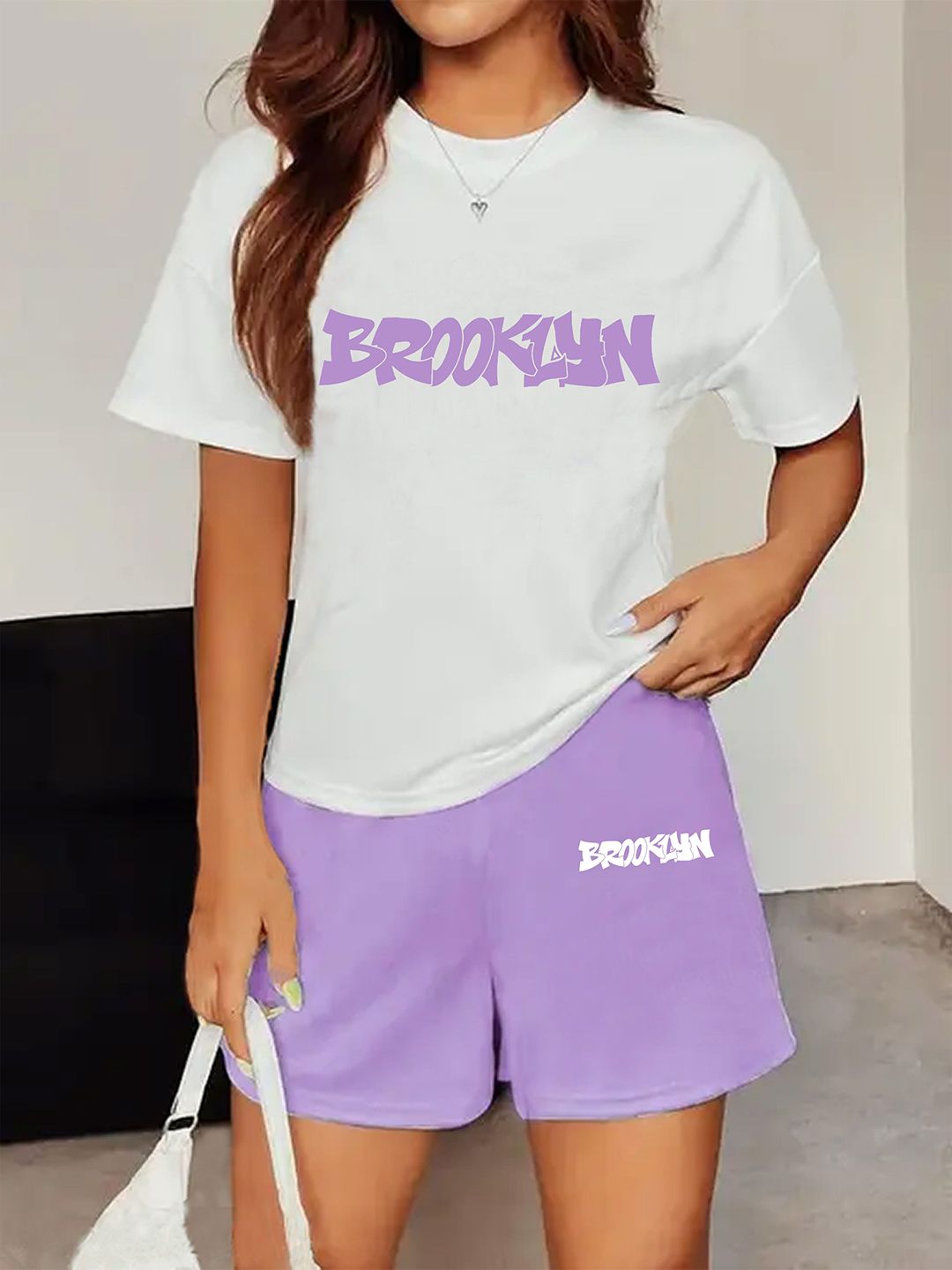 Buy My Swag Typography Printed Round Neck T Shirt With Short -  - Apparel for Women