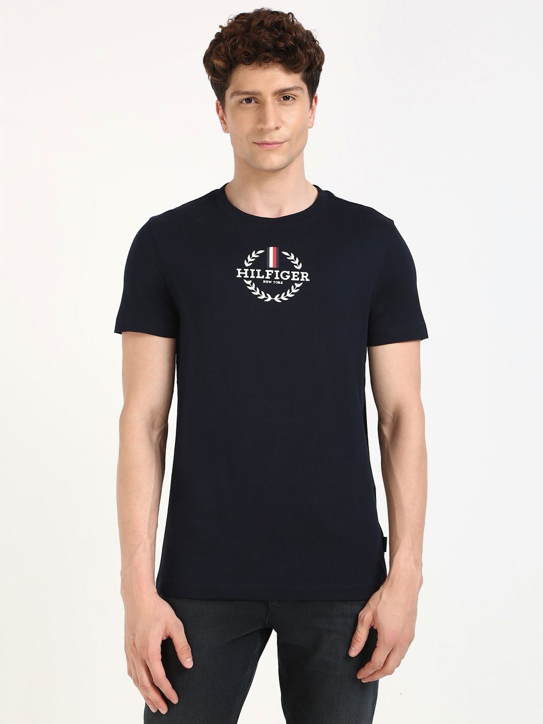 Tommy Hilfiger Men Typography Printed Round Neck Cotton T-shirt
