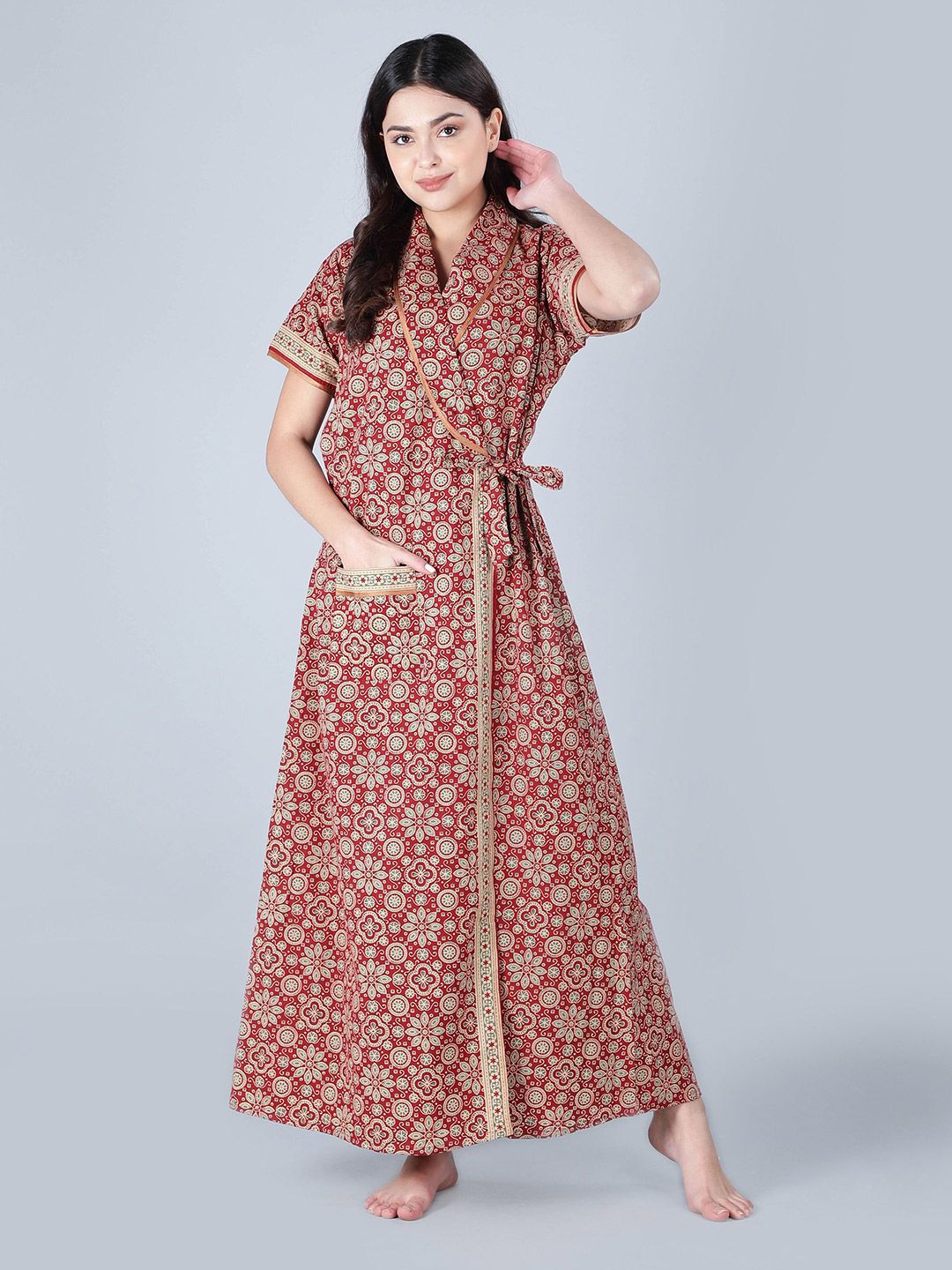 BELLAMY Women Printed Pure Cotton Robe