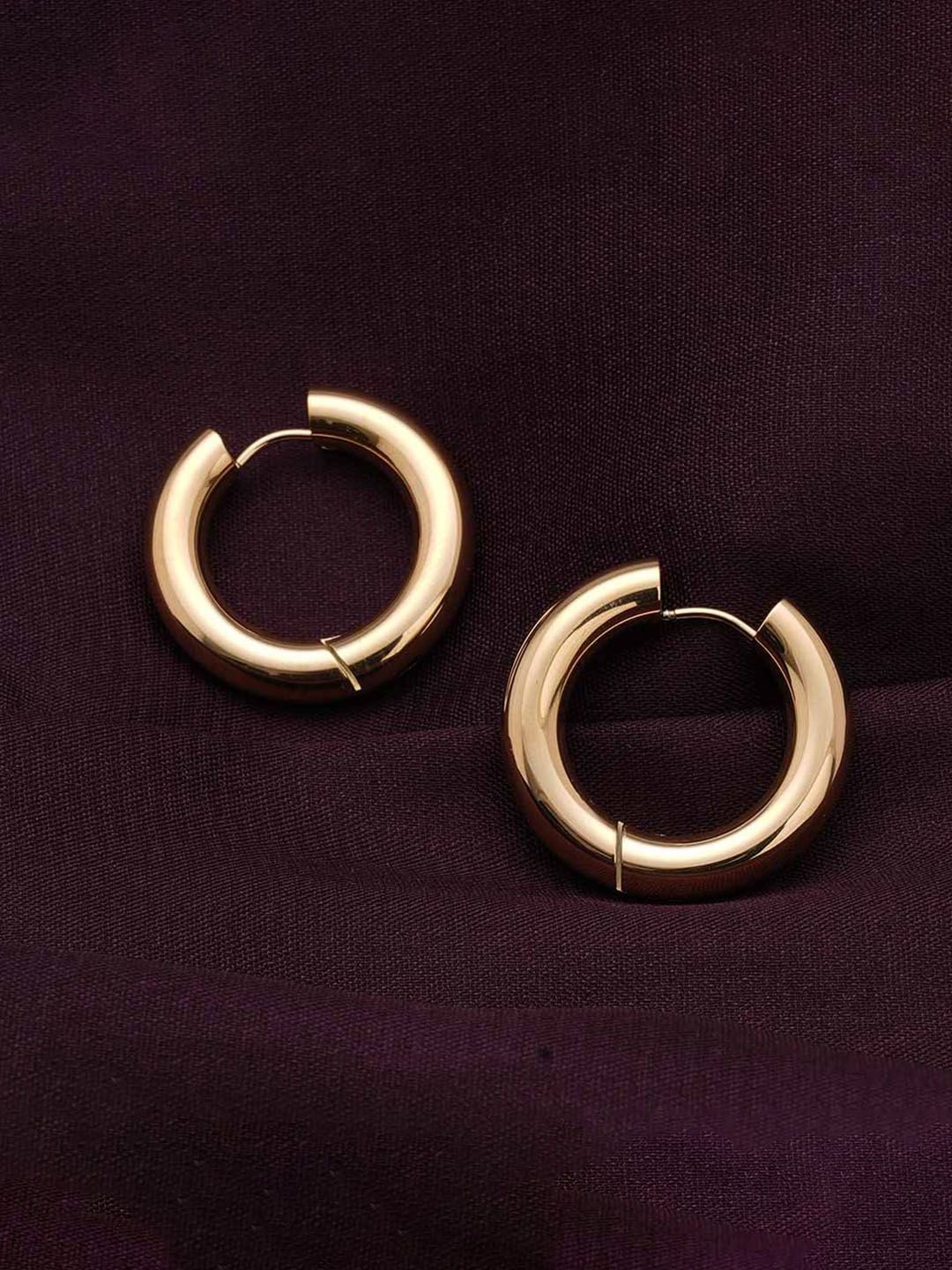 PALMONAS 18KT Gold Plated Stainless Steel Hoop Earrings