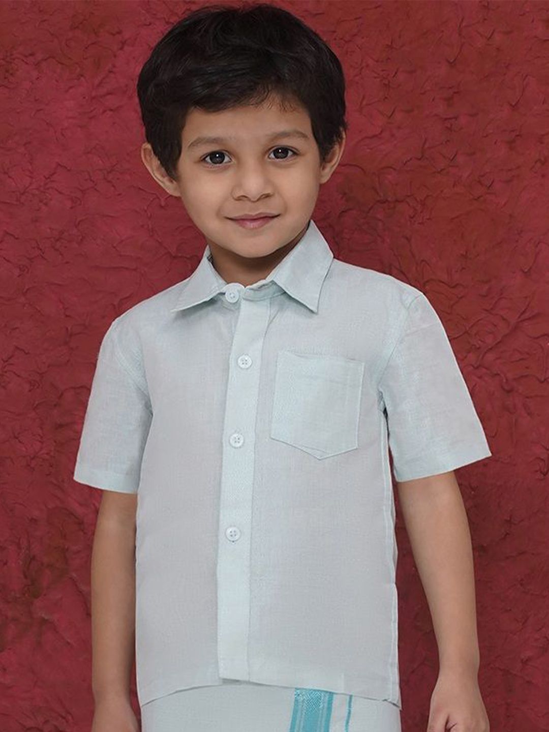 Sethukrishna Boys Classic Fit Spread Collar Solid Poly Silk Casual Shirt