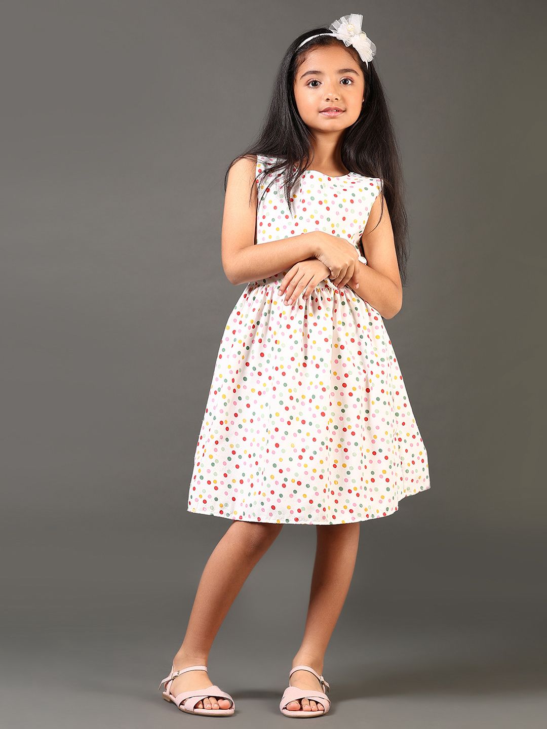 V-Mart Polka Dot Print Fit & Flare Maxi Dress