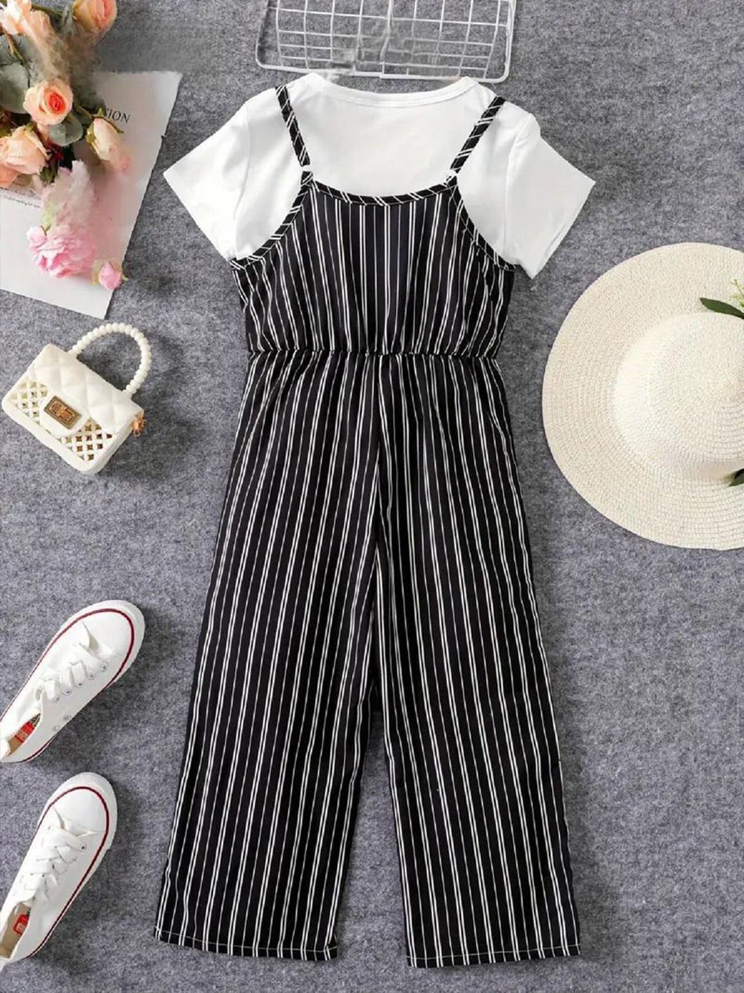 Girls Striped Culotte Jumpsuit 2