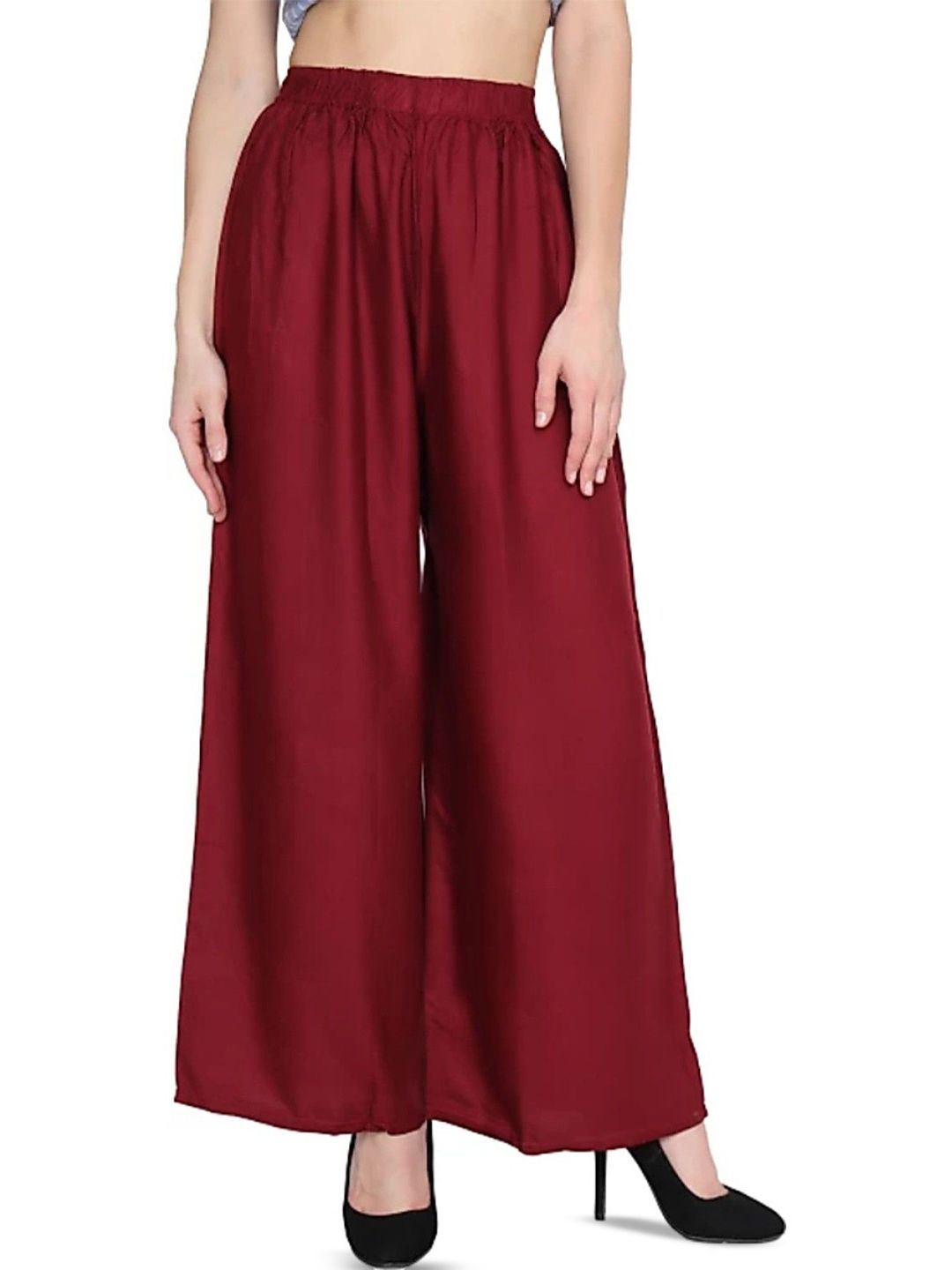 FAMBEE Women Flared Knitted Palazzos