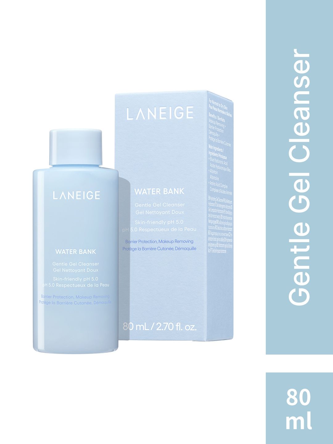 LANEIGE Water Bank Gentle Gel Cleanser Mini with Blue Hyaluronic Acid - 80 ml