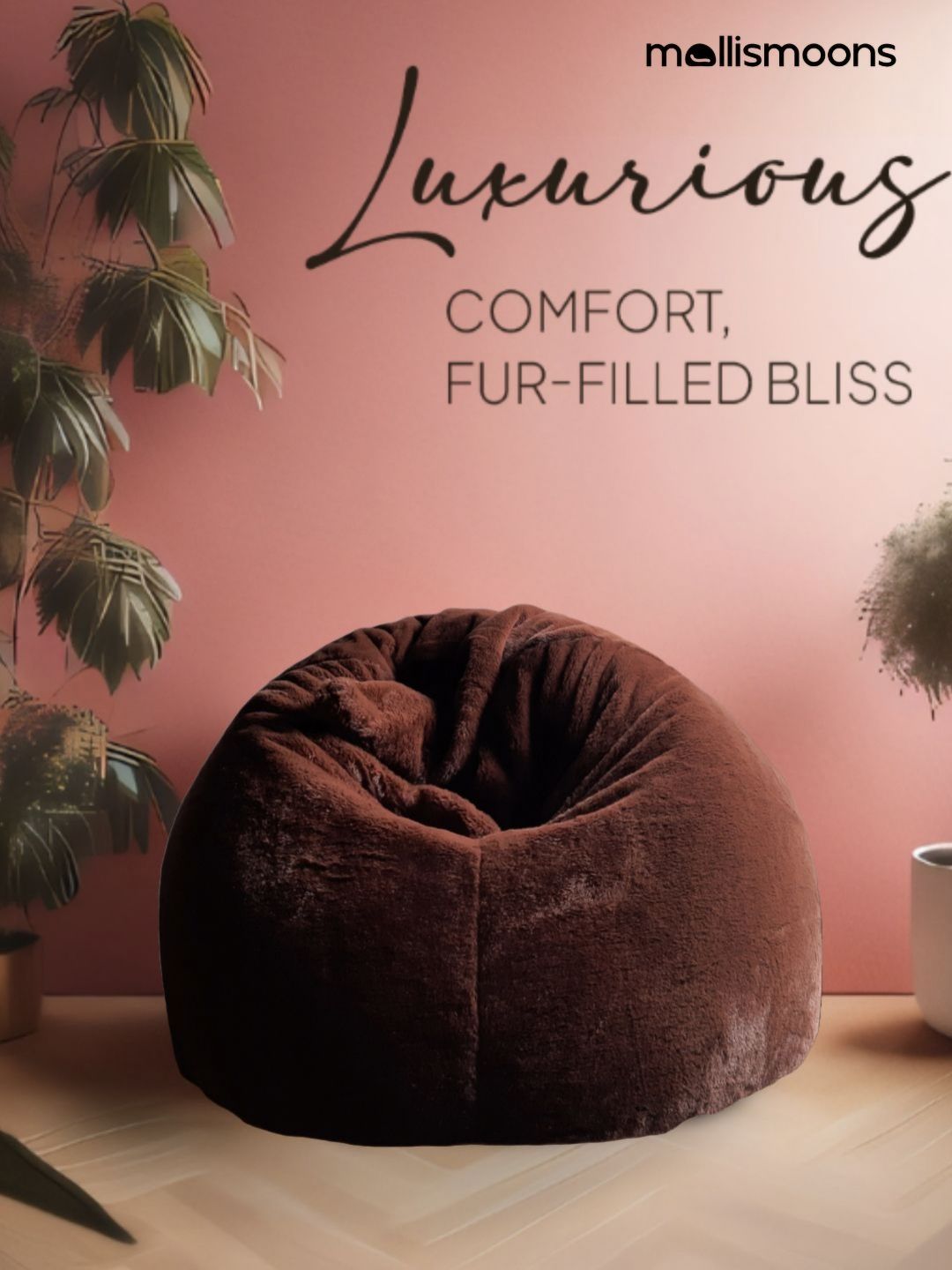 Mollismoons Brown Super Soft Bean Bag Cover
