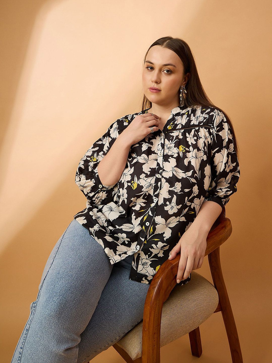 all about you Women Plus-Size Floral Printed Top