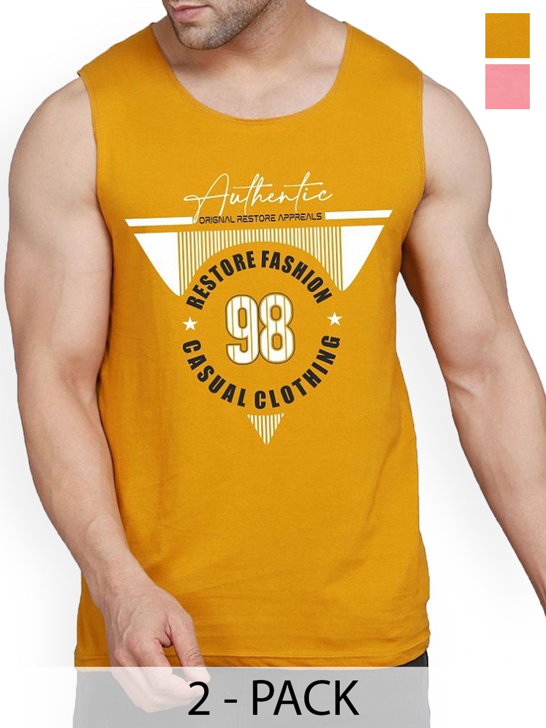 Buy WOOSTRO Men Pack Of 2 Printed Cotton Innerwear Vests -  - Apparel for Men