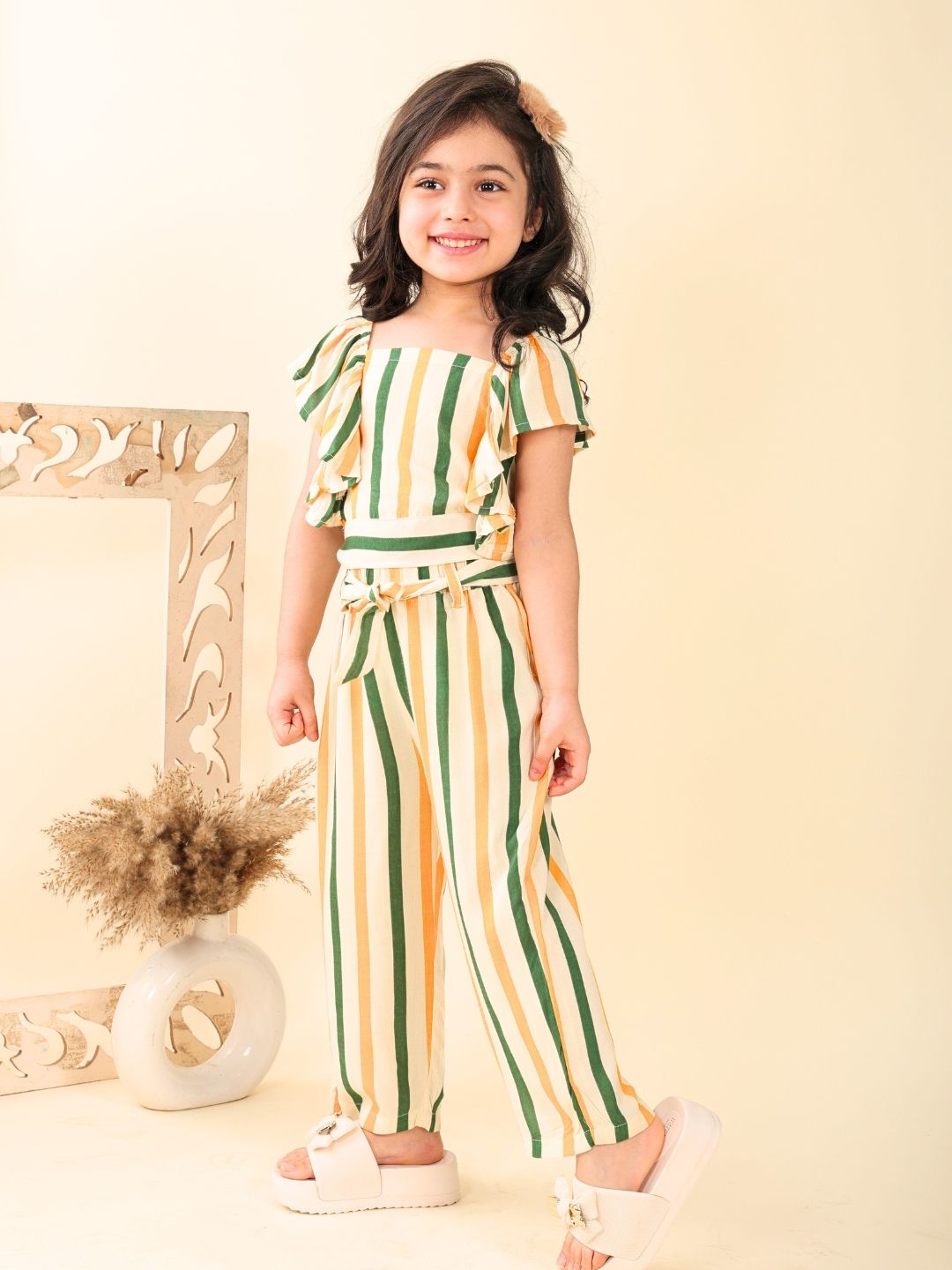 Superminis Girls Striped Top With Trousers Rayon Clothing Set