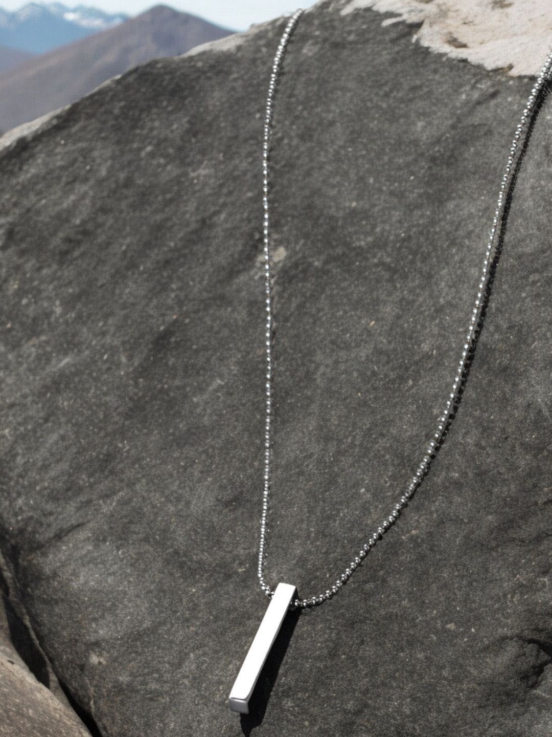 OOMPH Men Stainless Steel Geometric Shaped Pendants With Chains