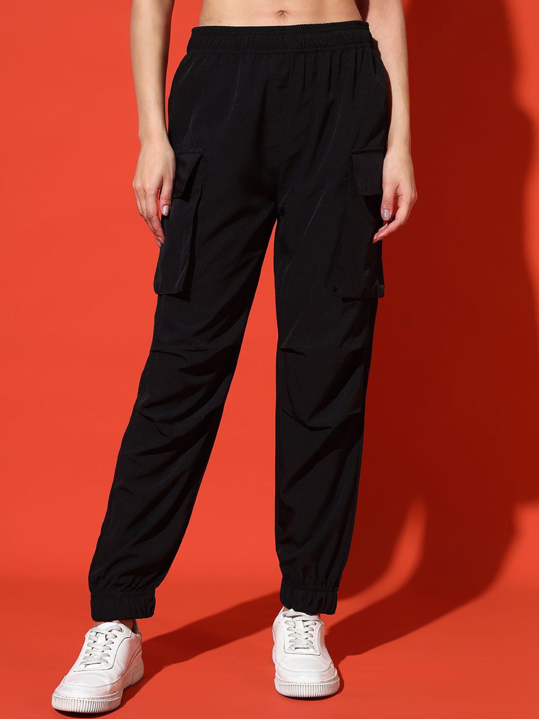 KASHIAN Women Relaxed Loose Fit High-Rise Pleated Joggers Trousers