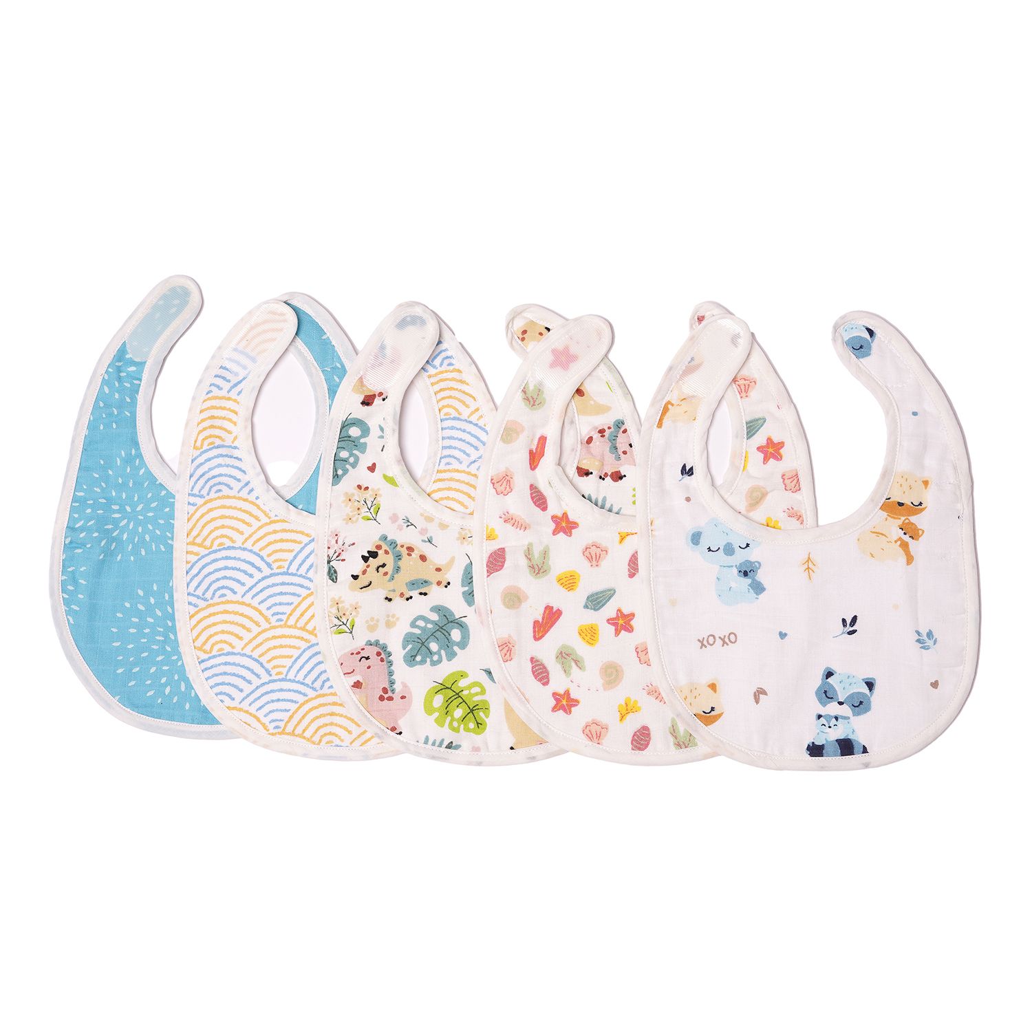 TIDY SLEEP Infants Pack Of 5 Assorted Bibs