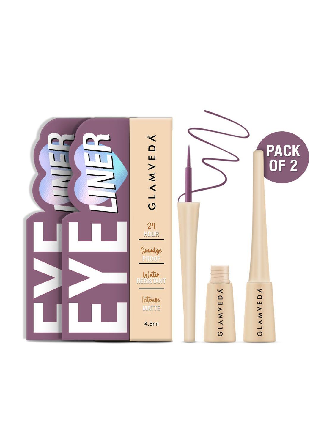Buy GLAMVEDA Set Of 2 Super Matte Liquid Eyeliner   Purple   4.5ml Each -  - Personal Care for Women