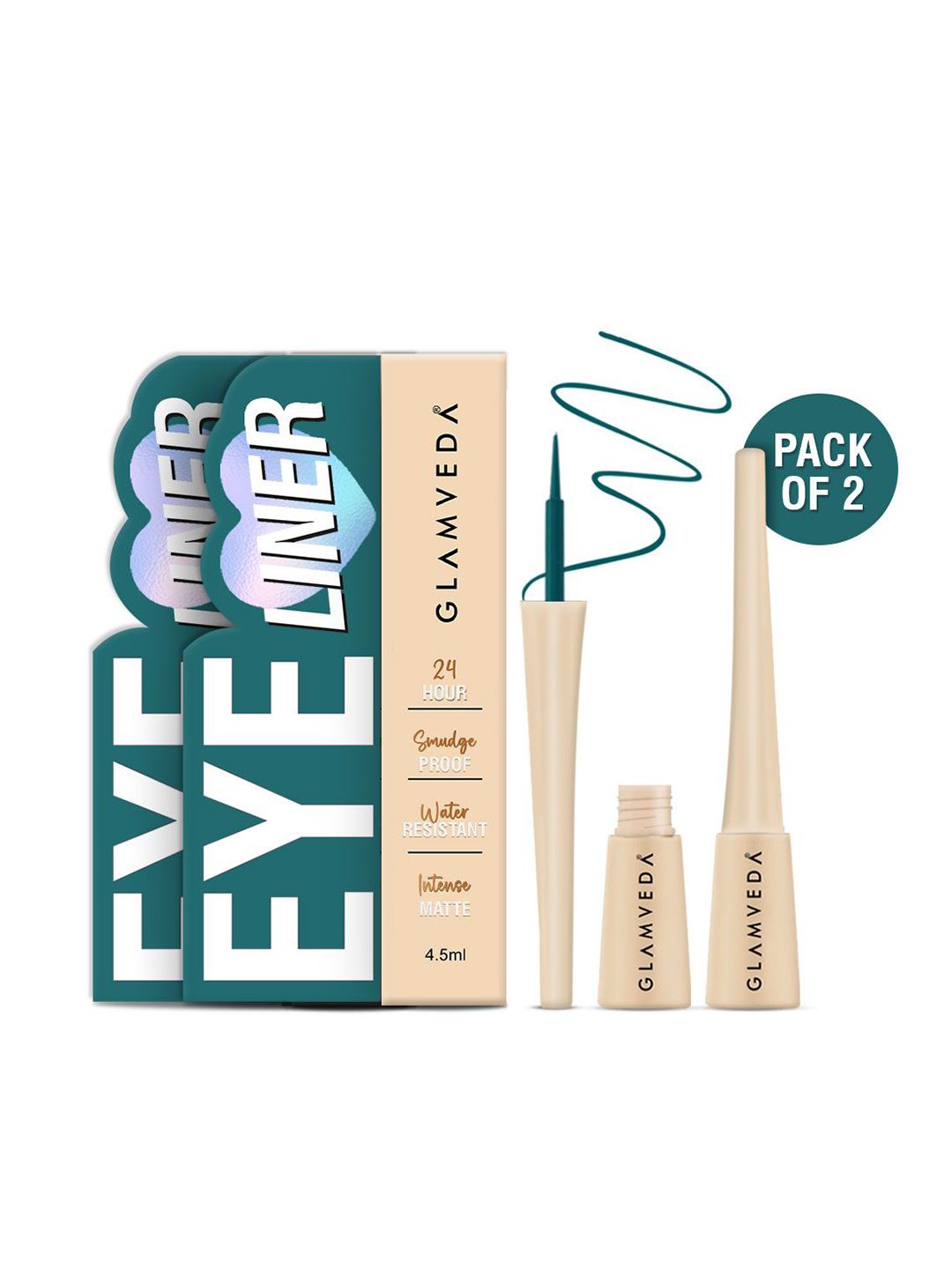 Buy GLAMVEDA Set Of 2 Super Matte Smudge Proof Liquid Eyeliner   Teal Green   4.5ml Each -  - Personal Care for Women