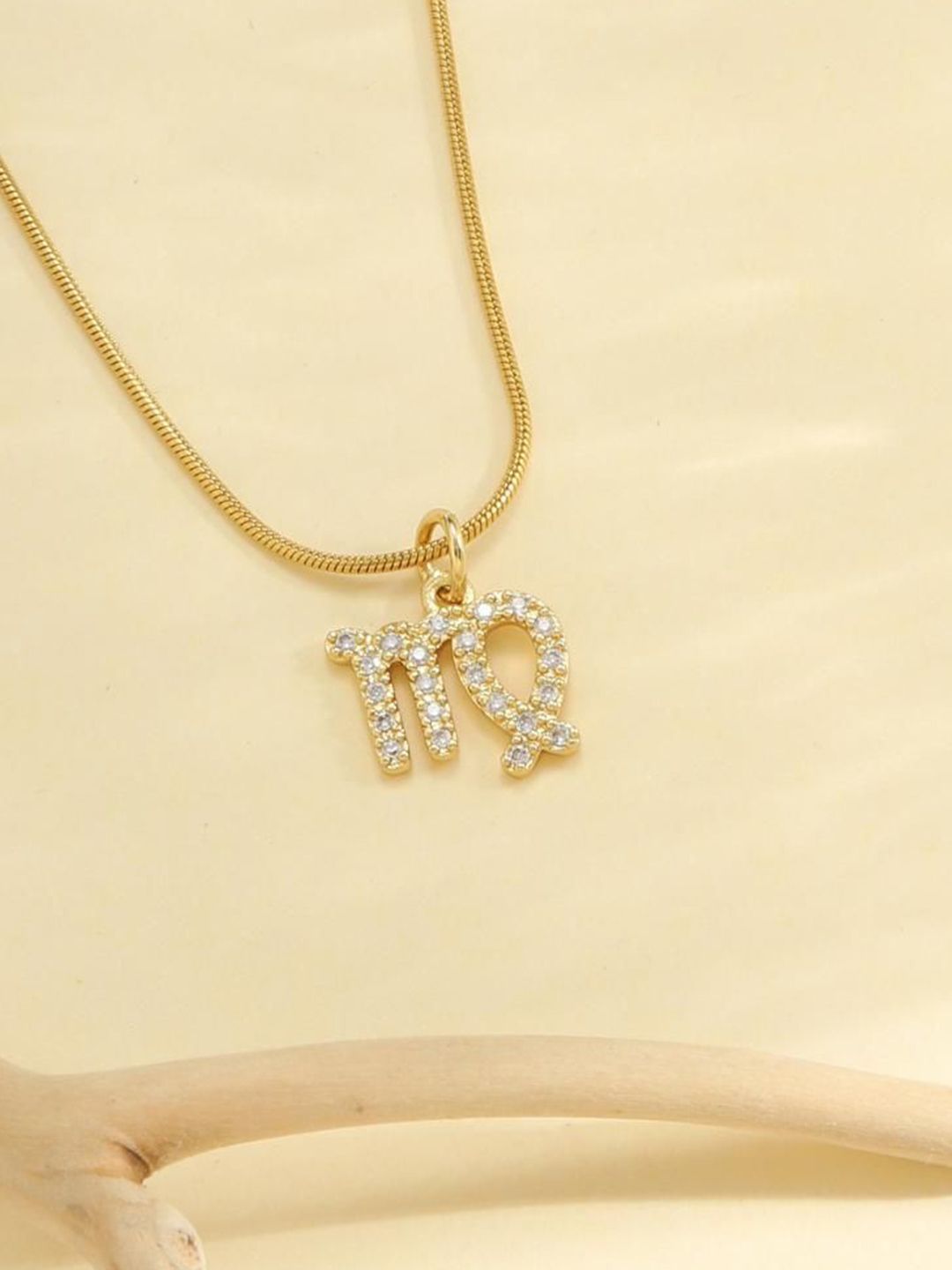 SALTY Cosmic Zodiac Contemporary Artificial Stones Studded Pendant with Chain