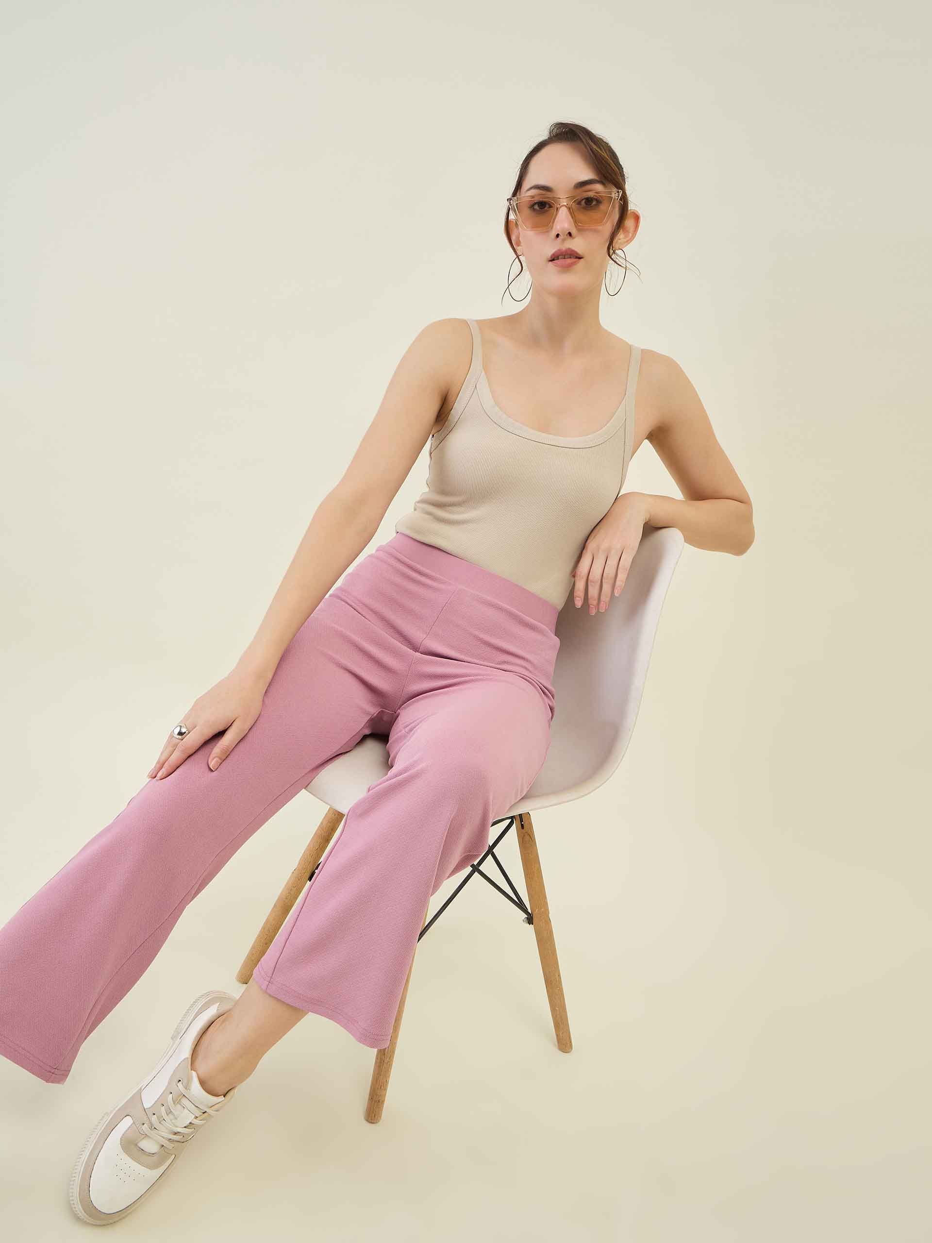 aayu Women Relaxed Flared High-Rise Trousers