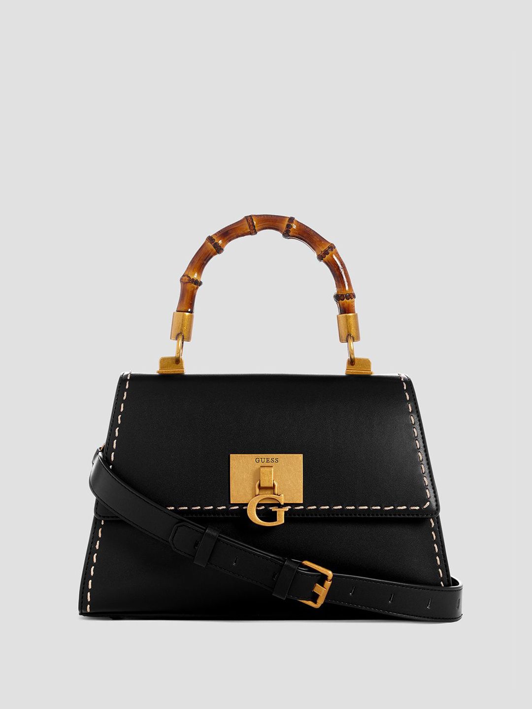 Buy GUESS Bamboo Solid Small Structured Satchel Bag -  - Accessories for Women