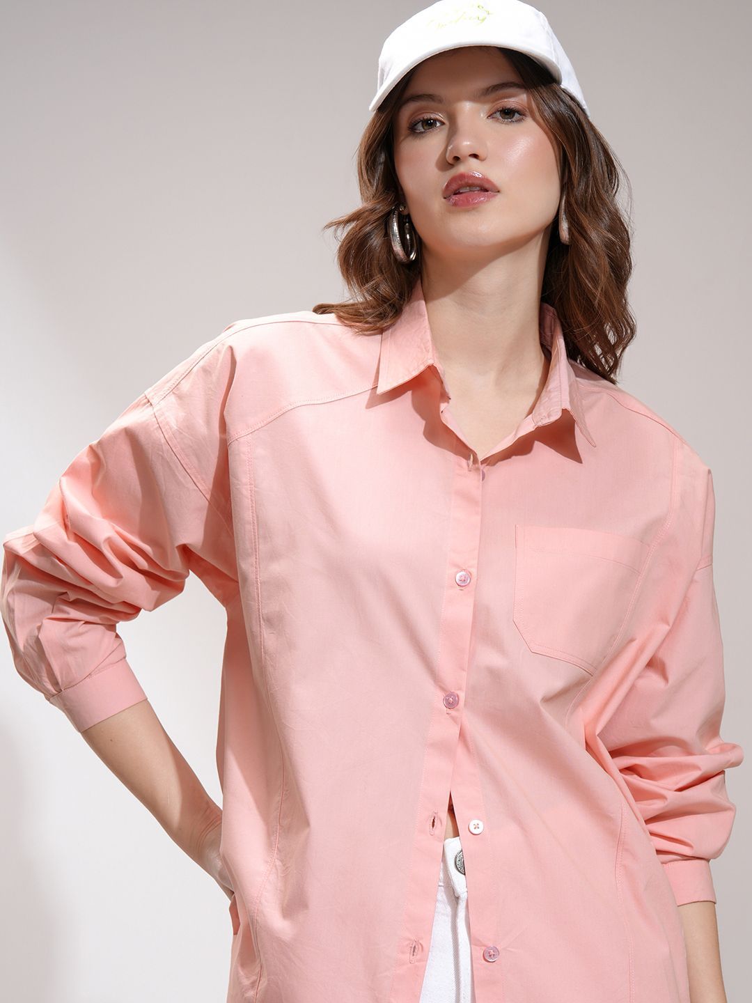Tokyo Talkies Women Solid Oversized Shirt