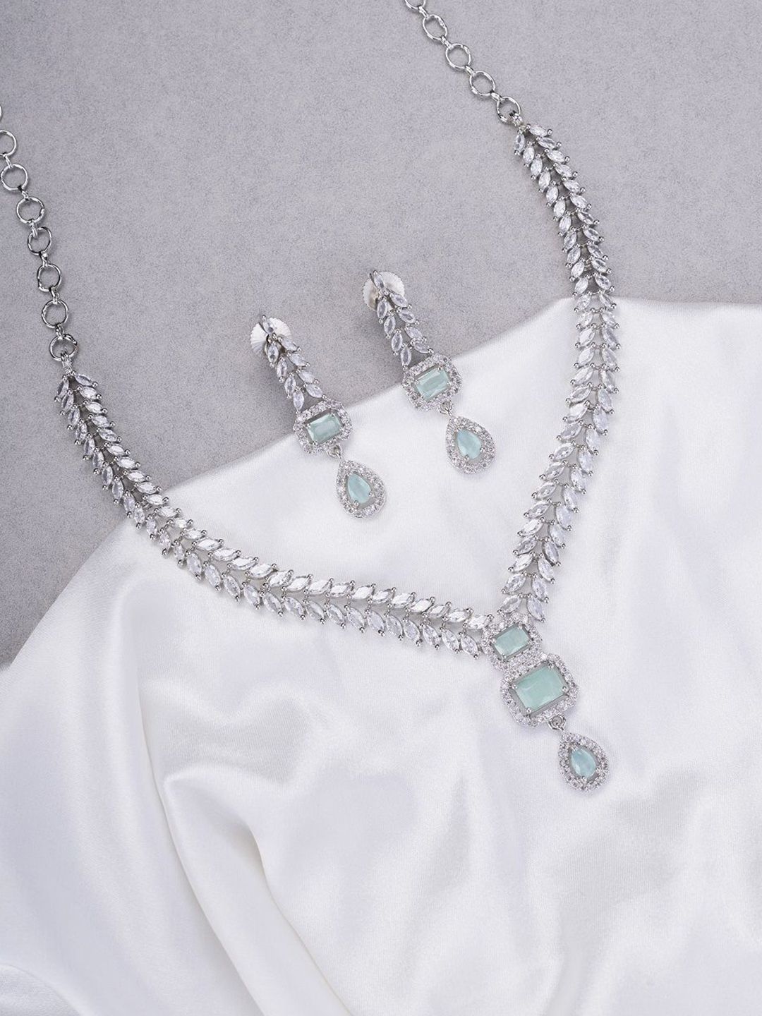 Buy Opal Touch Rhodium Plated Cubic Zirconia Studded Jewellery Set -  - Accessories for Women