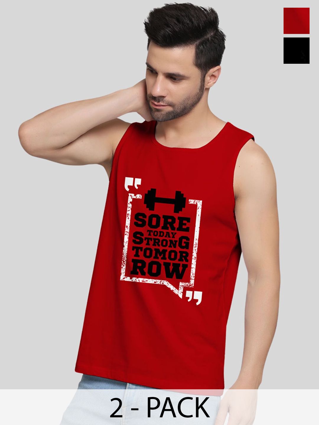 UpClothing Men Pack Of 2 Printed Gym Vests UpClothing 2 Vests Cotton Men