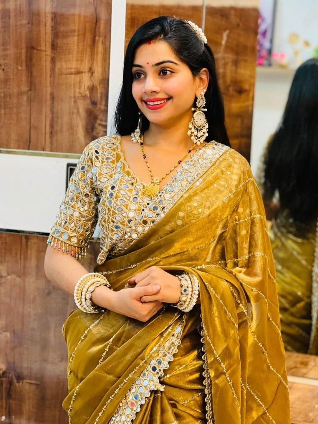 Being Naari Embellished Mirror Work Heavy Work Saree