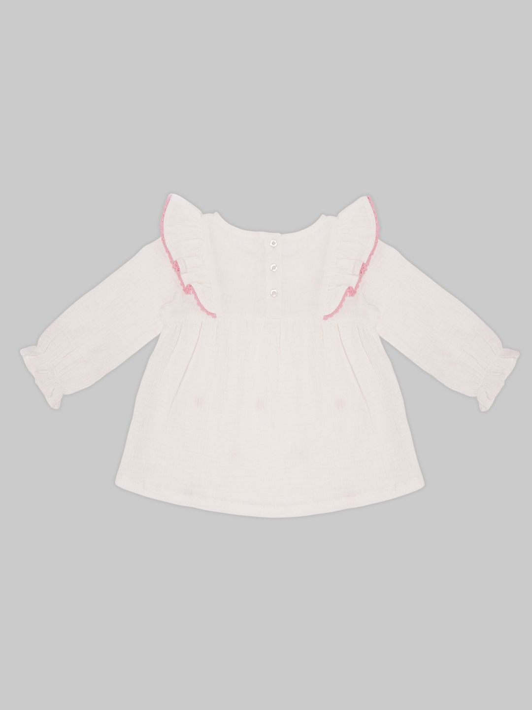 Girls Floral Embroidered Ruffles Cotton Top 3