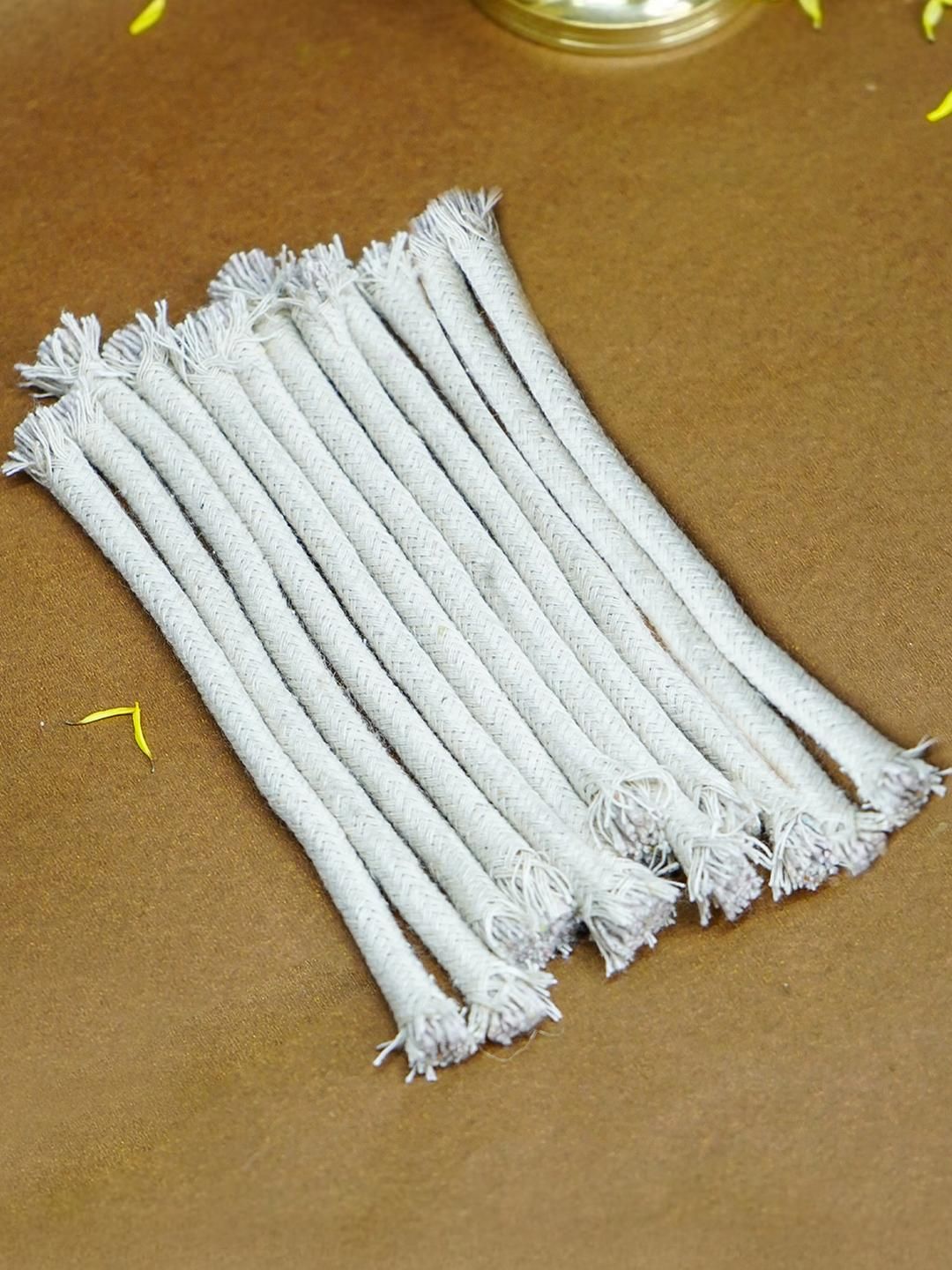 Ekhasa Pack of 12 Akhand Jyot Long Cotton Wicks for Diya Pooja
