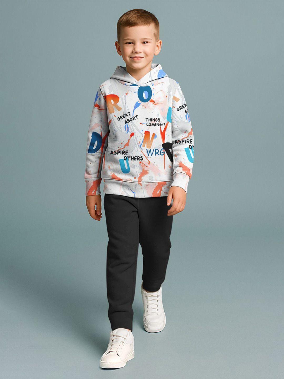 Buy HELLCAT Boys Printed Hooded Sweatshirt With Trousers -  - Apparel for Boys