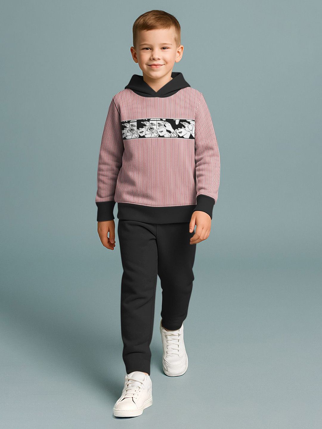 Buy HELLCAT Boys Striped Hooded Sweatshirt With Trousers -  - Apparel for Boys